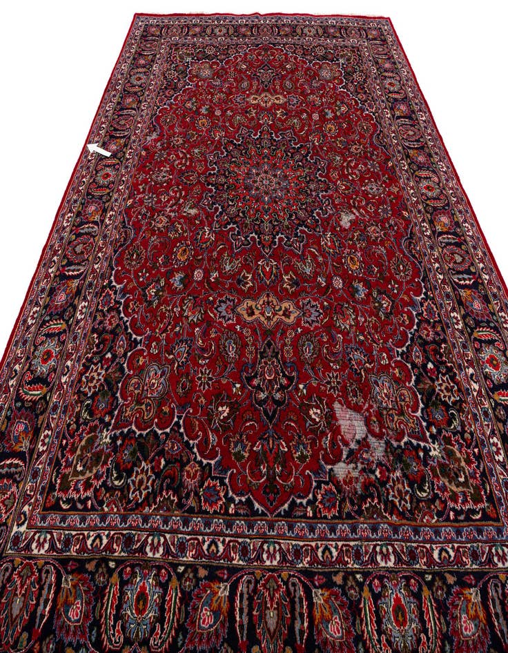 Detail image of  9' 6 x 12' 6  Hand Knotted Mashad Persian Wool Rug