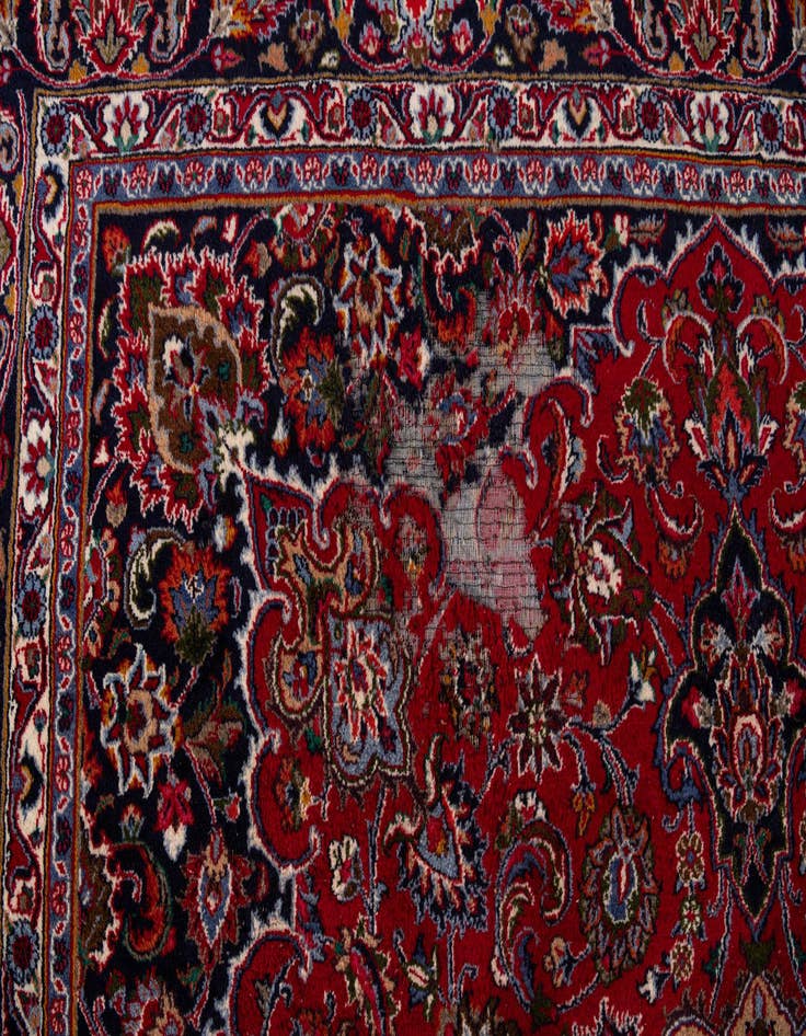 Detail image of  9' 6 x 12' 6  Hand Knotted Mashad Persian Wool Rug