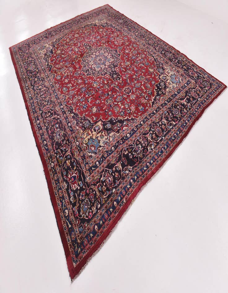 Detail image of  9' 9 x 12' 8  Hand Knotted Mashad Persian Wool Rug