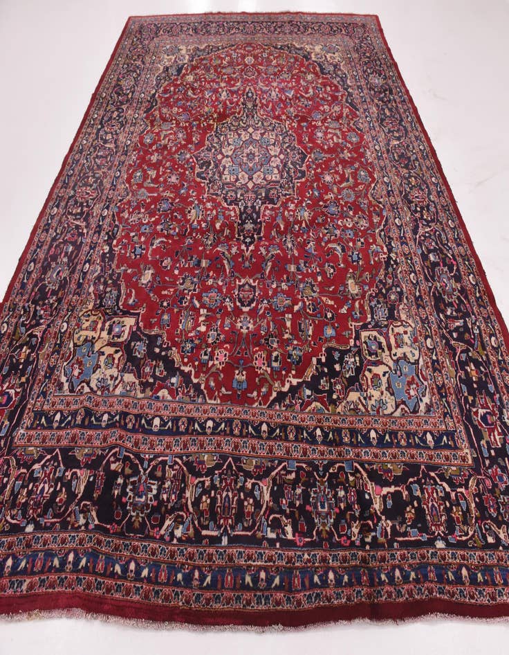 Detail image of  9' 9 x 12' 8  Hand Knotted Mashad Persian Wool Rug