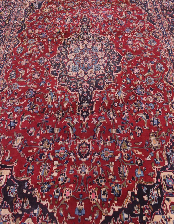 Detail image of  9' 9 x 12' 8  Hand Knotted Mashad Persian Wool Rug