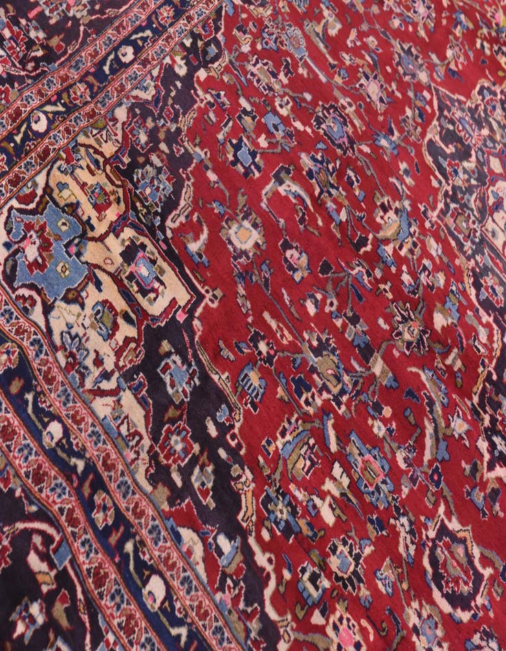 Detail image of  9' 9 x 12' 8  Hand Knotted Mashad Persian Wool Rug