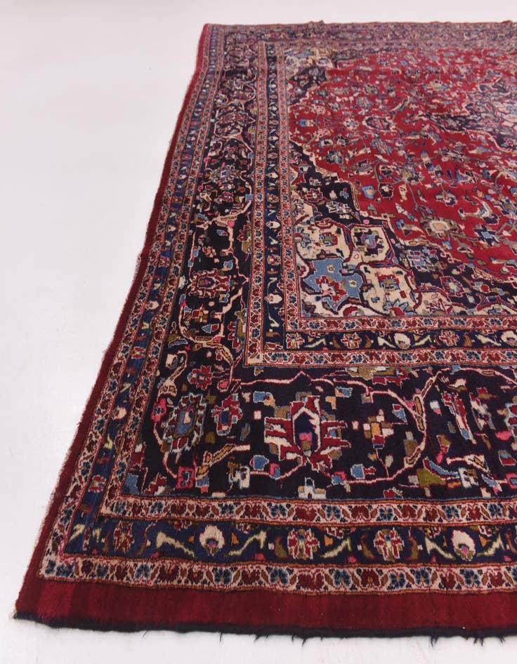 Detail image of  9' 9 x 12' 8  Hand Knotted Mashad Persian Wool Rug