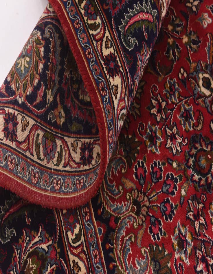 Detail image of  9' 7 x 12' 7  Hand Knotted Mashad Persian Wool Rug