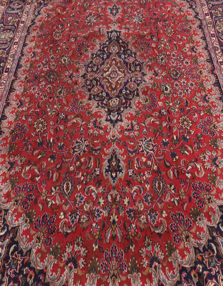 Detail image of  9' 7 x 12' 7  Hand Knotted Mashad Persian Wool Rug