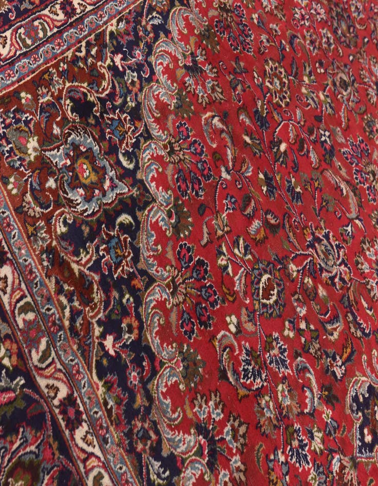 Detail image of  9' 7 x 12' 7  Hand Knotted Mashad Persian Wool Rug