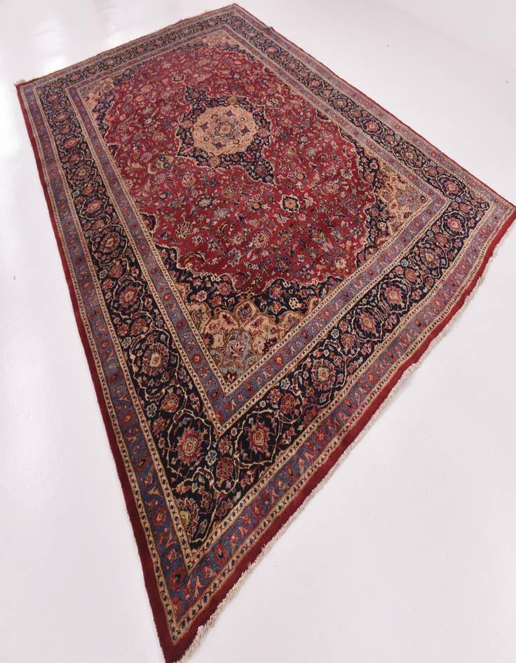 Detail image of  9' 9 x 13' 3  Hand Knotted Mashad Persian Wool Rug