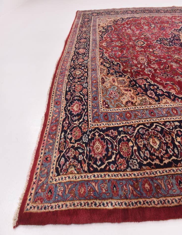 Detail image of  9' 9 x 13' 3  Hand Knotted Mashad Persian Wool Rug