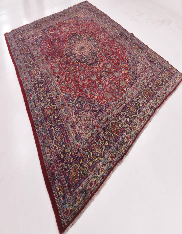 Detail image of  9' 6 x 12'  Hand Knotted Mashad Persian Wool Rug