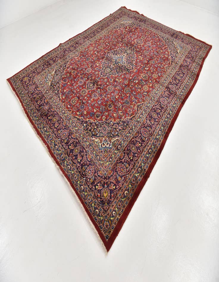 Detail image of  9' 7 x 12' 8  Hand Knotted Mashad Persian Wool Rug