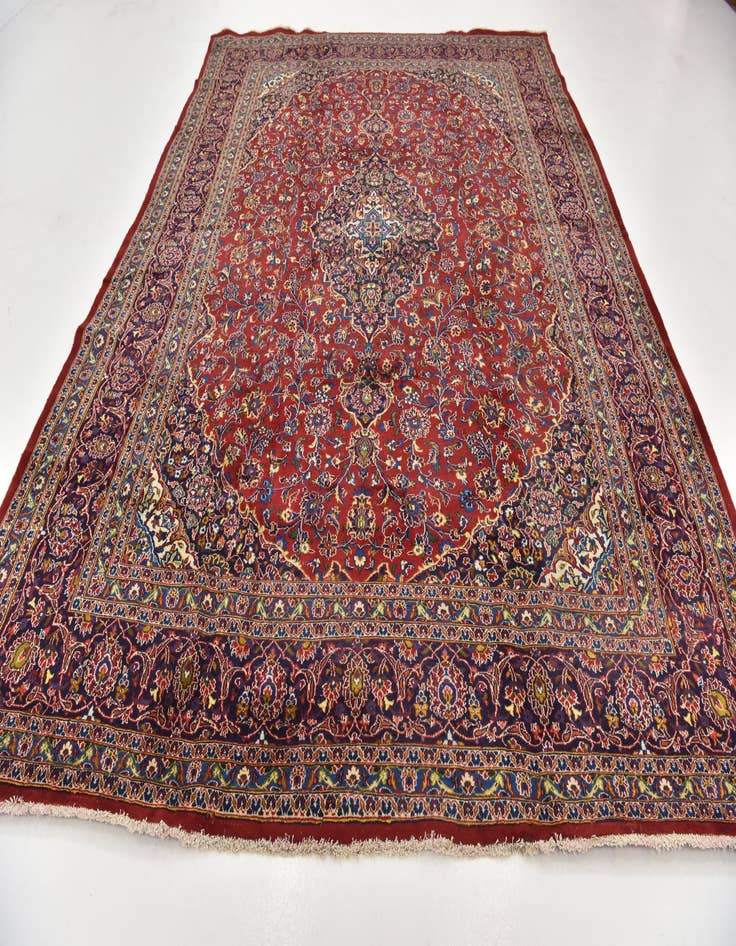 Detail image of  9' 7 x 12' 8  Hand Knotted Mashad Persian Wool Rug