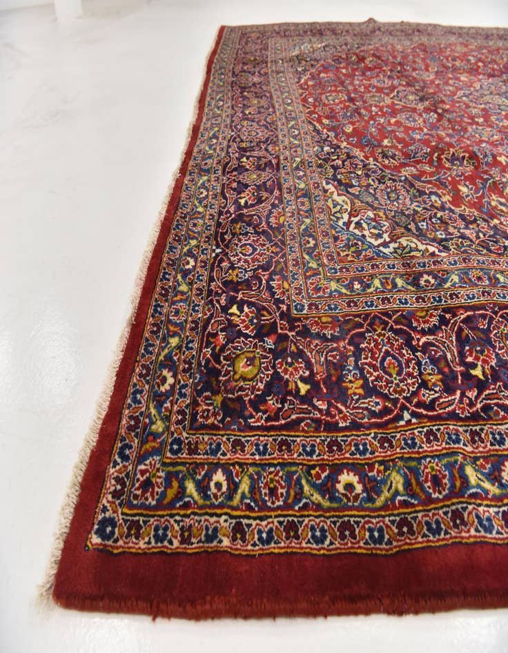 Detail image of  9' 7 x 12' 8  Hand Knotted Mashad Persian Wool Rug