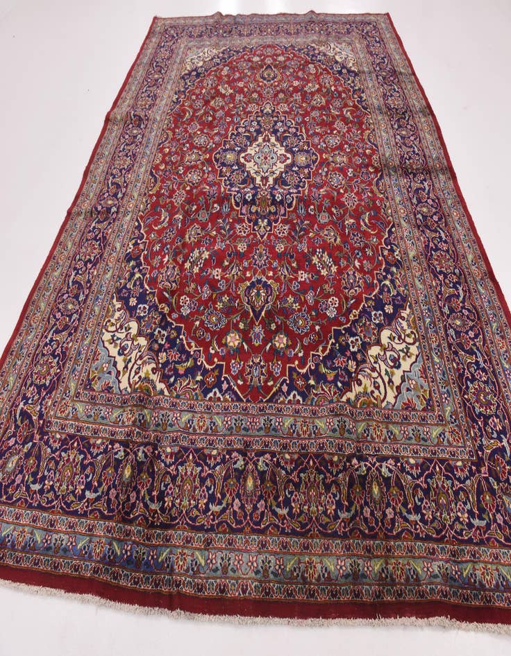 Detail image of  9' 8 x 12' 9  Hand Knotted Mashad Persian Wool Rug