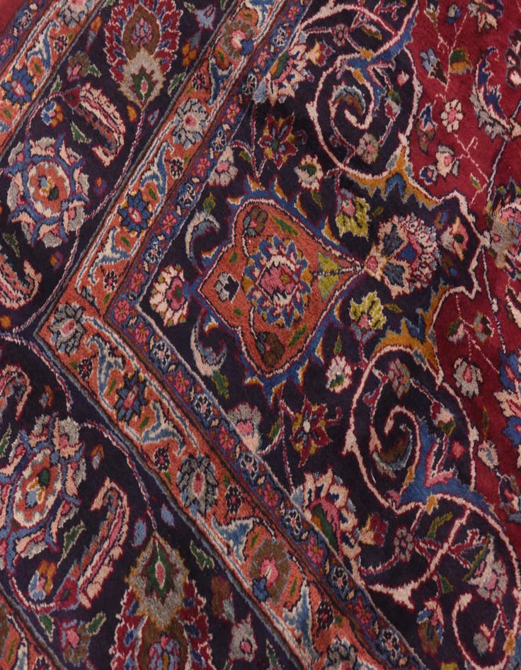 Detail image of  9' 9 x 13' 3  Hand Knotted Mashad Persian Wool Rug