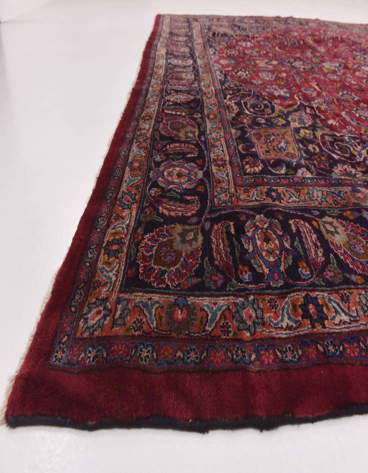 Detail image of  9' 9 x 13' 3  Hand Knotted Mashad Persian Wool Rug