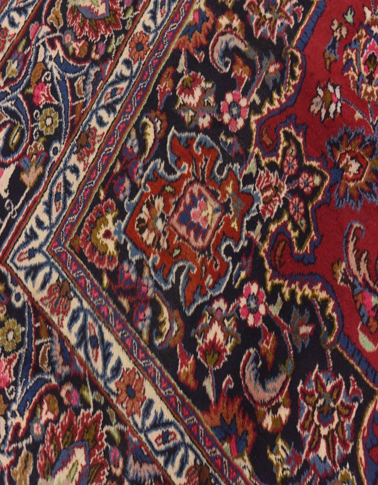Detail image of  9' 7 x 12' 8  Hand Knotted Mashad Persian Wool Rug
