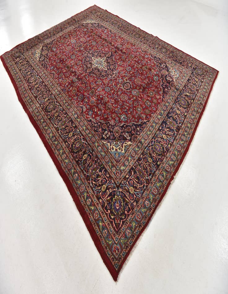 Detail image of  9' 9 x 13'  Hand Knotted Mashad Persian Wool Rug