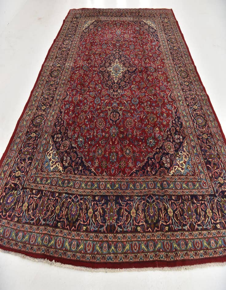 Detail image of  9' 9 x 13'  Hand Knotted Mashad Persian Wool Rug