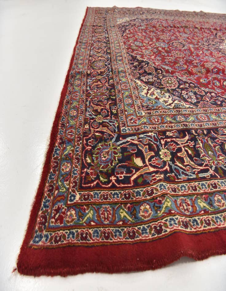 Detail image of  9' 9 x 13'  Hand Knotted Mashad Persian Wool Rug