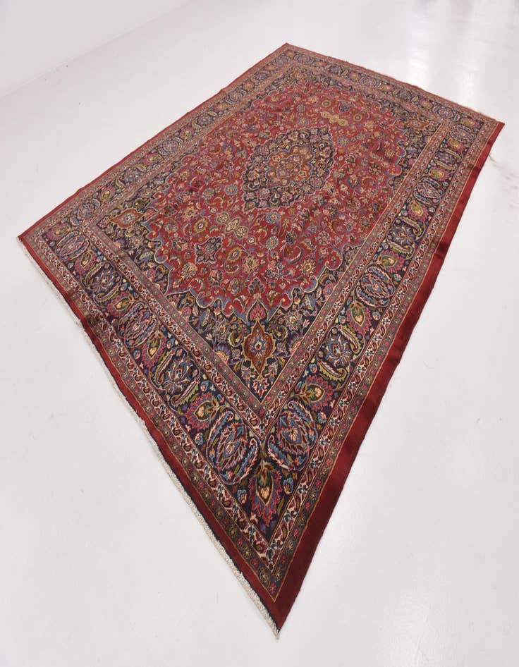 Detail image of  9' 6 x 12' 8  Hand Knotted Mashad Persian Wool Rug