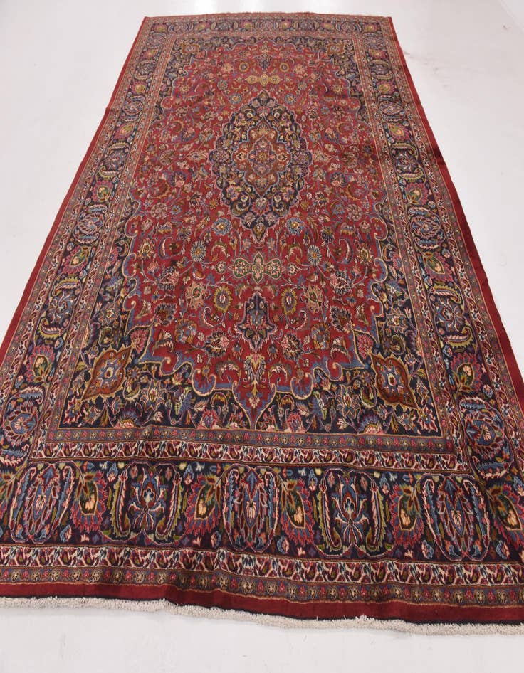 Detail image of  9' 6 x 12' 8  Hand Knotted Mashad Persian Wool Rug