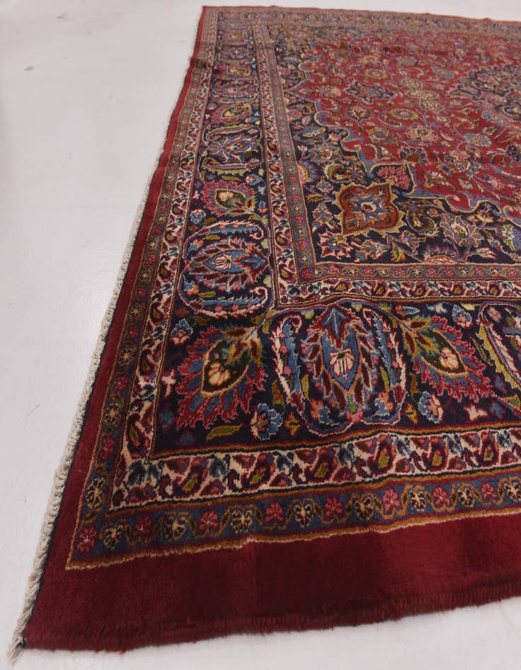 Detail image of  9' 6 x 12' 8  Hand Knotted Mashad Persian Wool Rug