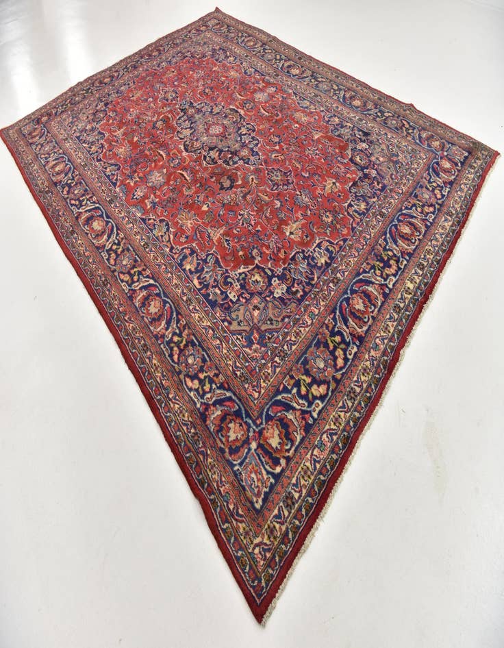 Detail image of  9' 8 x 12' 8  Hand Knotted Mashad Persian Wool Rug