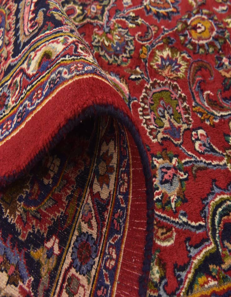 Detail image of  9' 6 x 12' 9  Hand Knotted Mashad Persian Wool Rug