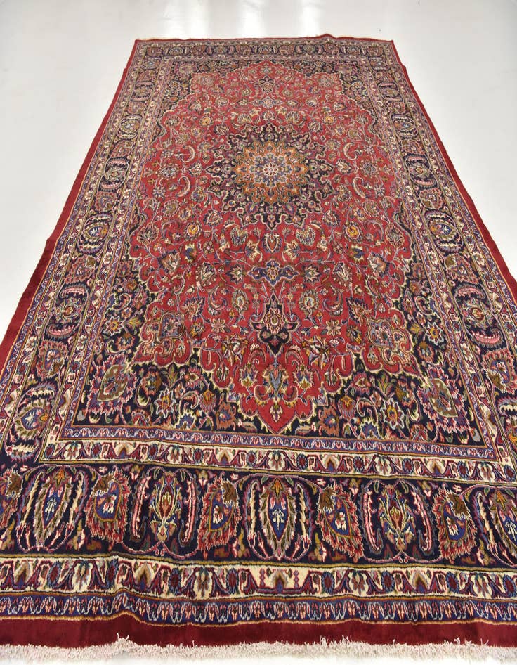 Detail image of  9' 6 x 12' 9  Hand Knotted Mashad Persian Wool Rug