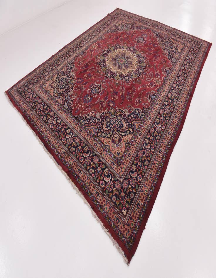 Detail image of  9' 7 x 12' 7  Hand Knotted Mashad Persian Wool Rug