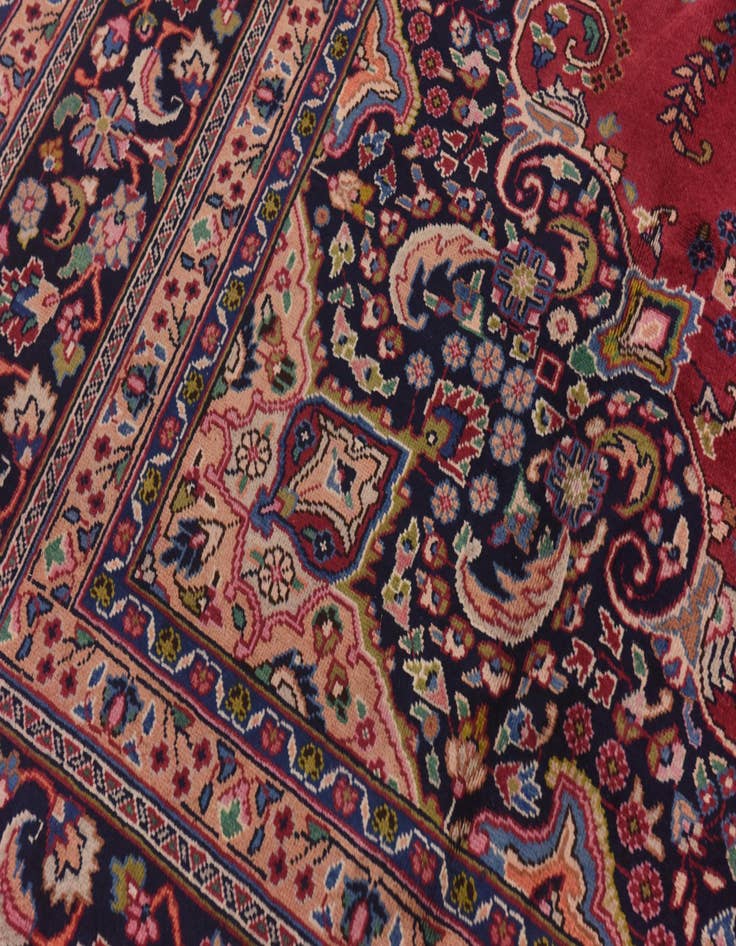 Detail image of  9' 7 x 12' 7  Hand Knotted Mashad Persian Wool Rug