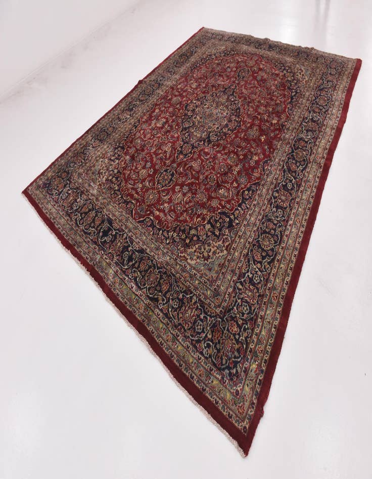 Detail image of  9' 7 x 12' 7  Hand Knotted Mashad Persian Wool Rug