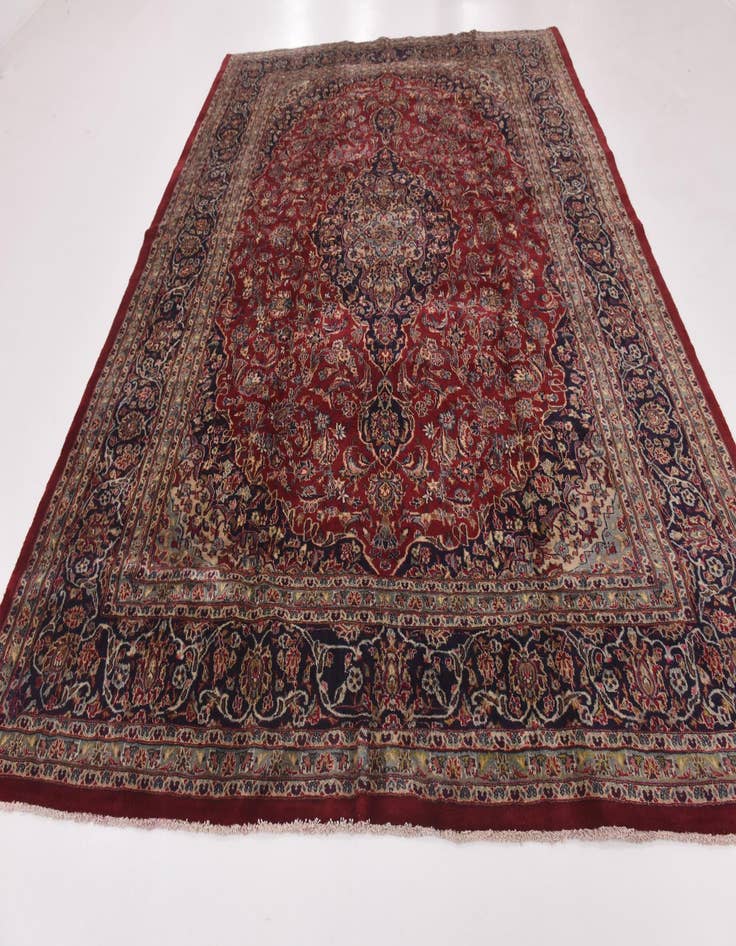 Detail image of  9' 7 x 12' 7  Hand Knotted Mashad Persian Wool Rug