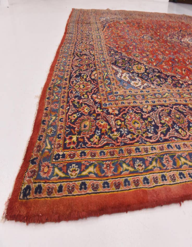 Detail image of  9' 6 x 13'  Hand Knotted Mashad Persian Wool Rug