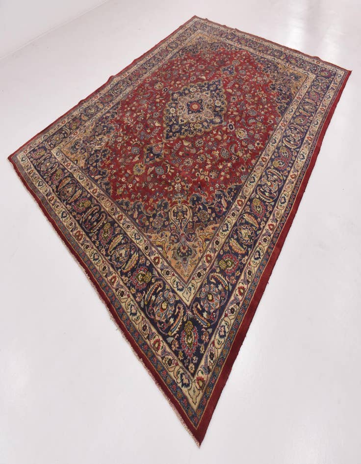 Detail image of  9' 6 x 12' 6  Hand Knotted Mashad Persian Wool Rug