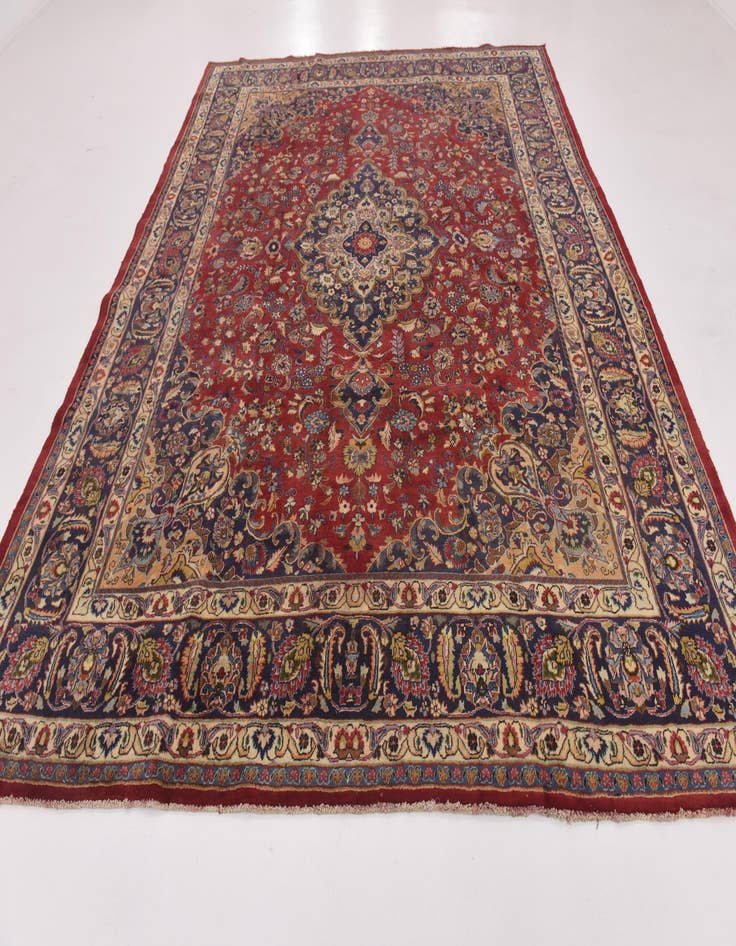 Detail image of  9' 6 x 12' 6  Hand Knotted Mashad Persian Wool Rug