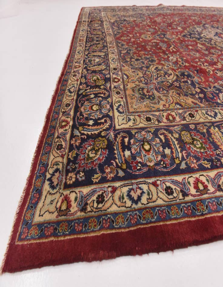 Detail image of  9' 6 x 12' 6  Hand Knotted Mashad Persian Wool Rug