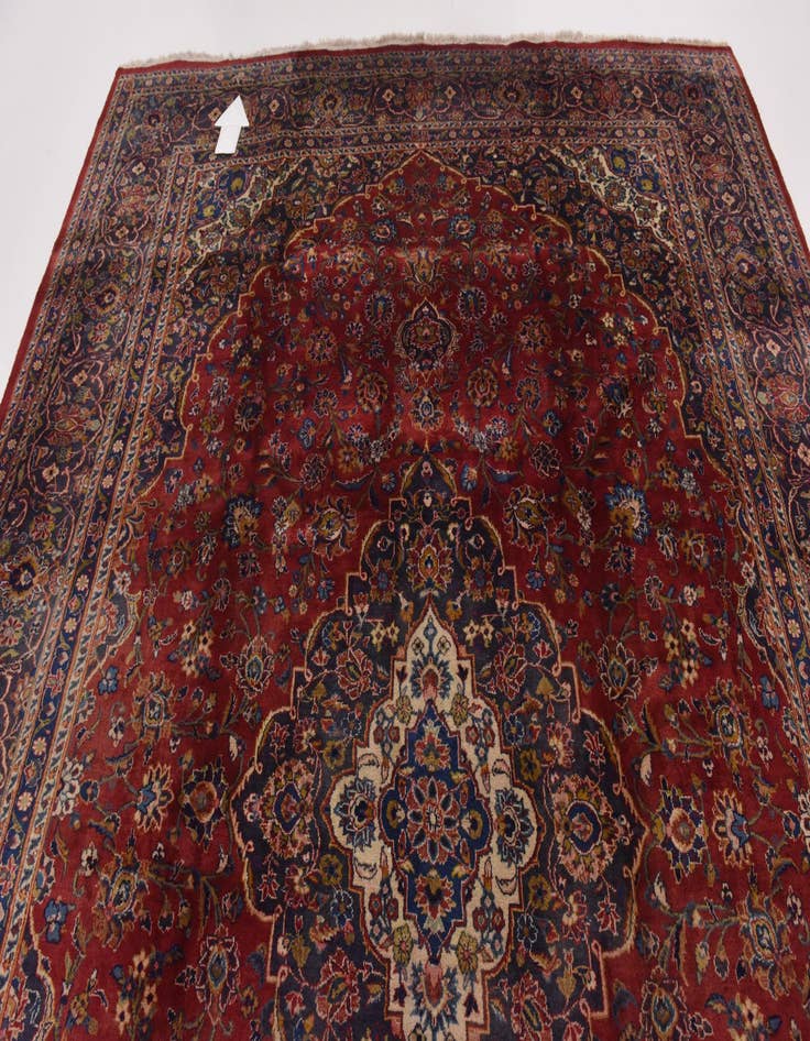 Detail image of  9' 8 x 13'  Hand Knotted Mashad Persian Wool Rug