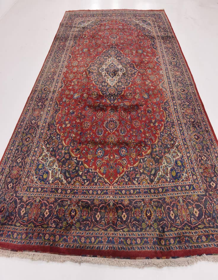 Detail image of  9' 8 x 13'  Hand Knotted Mashad Persian Wool Rug