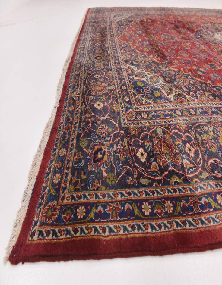 Detail image of  9' 8 x 13'  Hand Knotted Mashad Persian Wool Rug