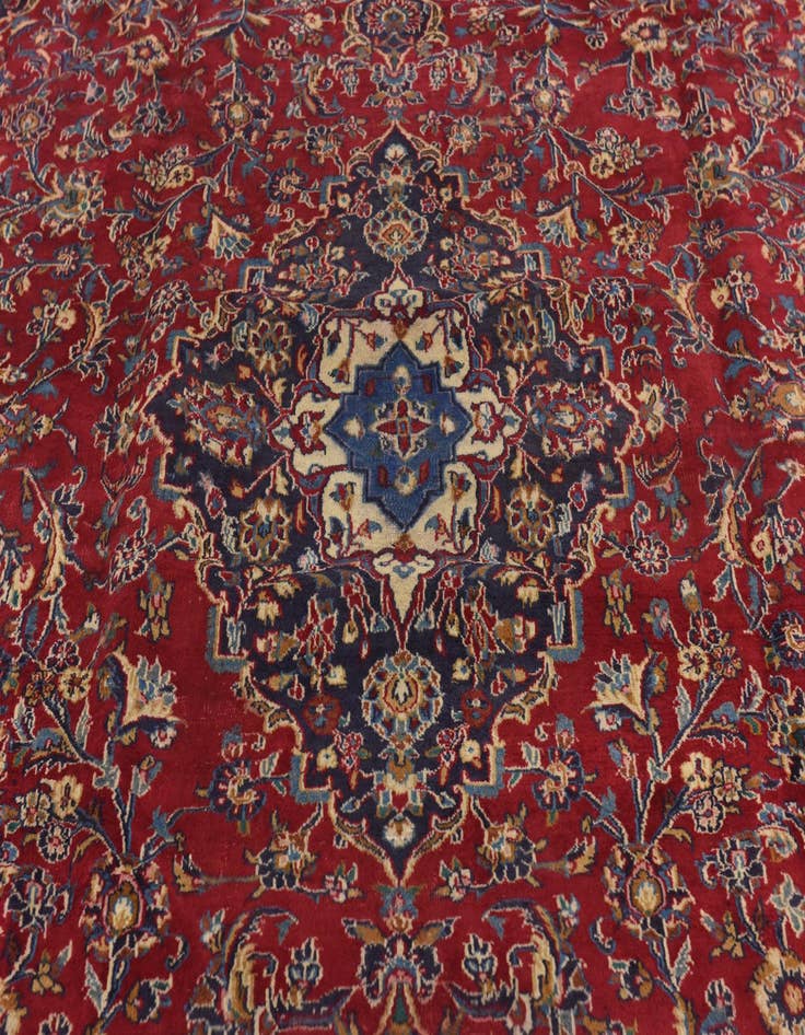 Detail image of  9' 6 x 12' 6  Hand Knotted Mashad Persian Wool Rug