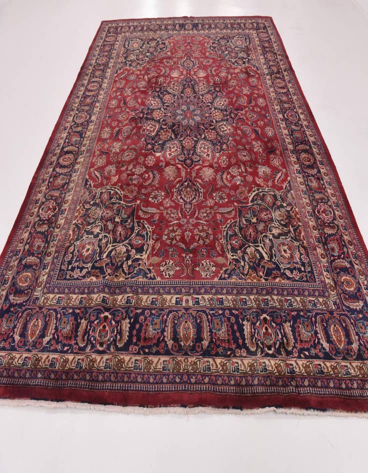 Detail image of  9' 9 x 12' 10  Hand Knotted Mashad Persian Wool Rug