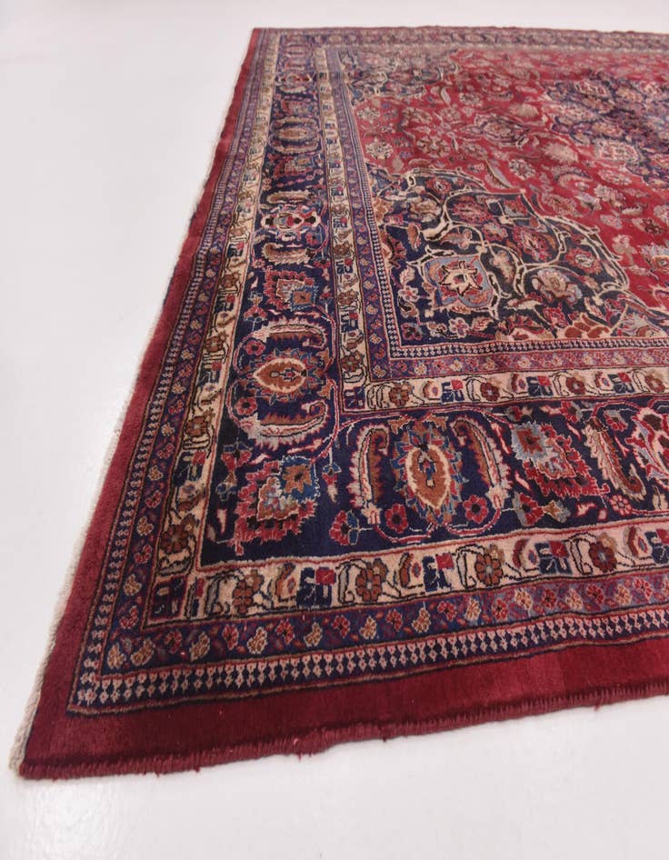 Detail image of  9' 9 x 12' 10  Hand Knotted Mashad Persian Wool Rug