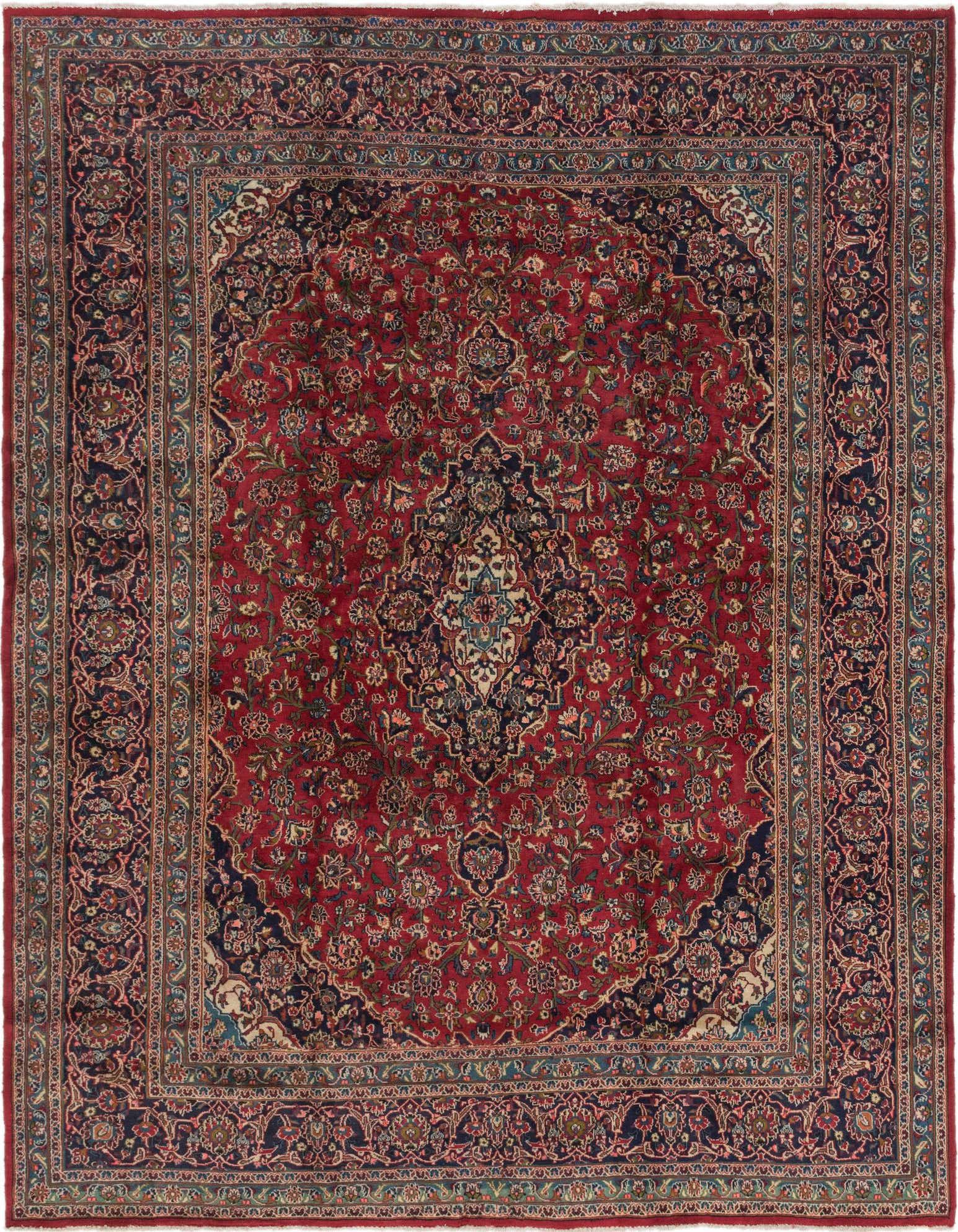 Primary image 9' 6 x 12' 5 Hand Knotted Mashad Persian Wool Rug