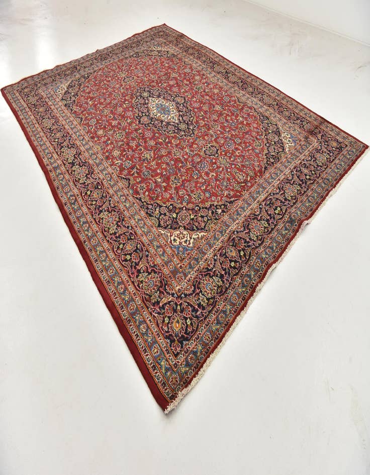 Detail image of  9' 9 x 12' 6  Hand Knotted Mashad Persian Wool Rug