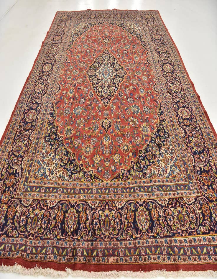 Detail image of  9' 8 x 13' 5  Hand Knotted Mashad Persian Wool Rug