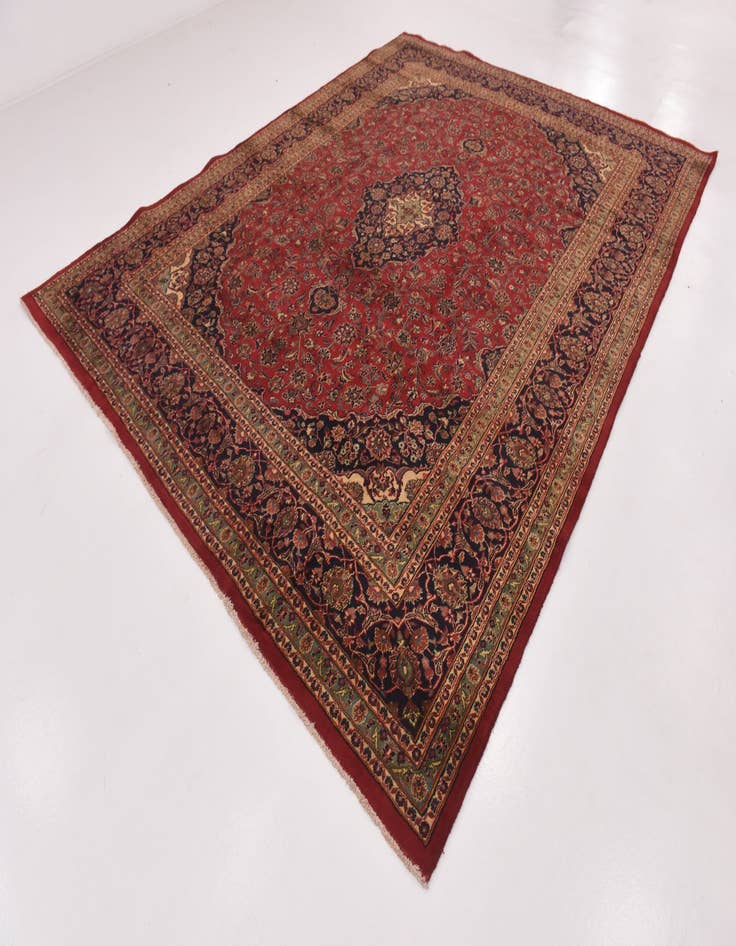 Detail image of  9' 8 x 12' 9  Hand Knotted Mashad Persian Wool Rug