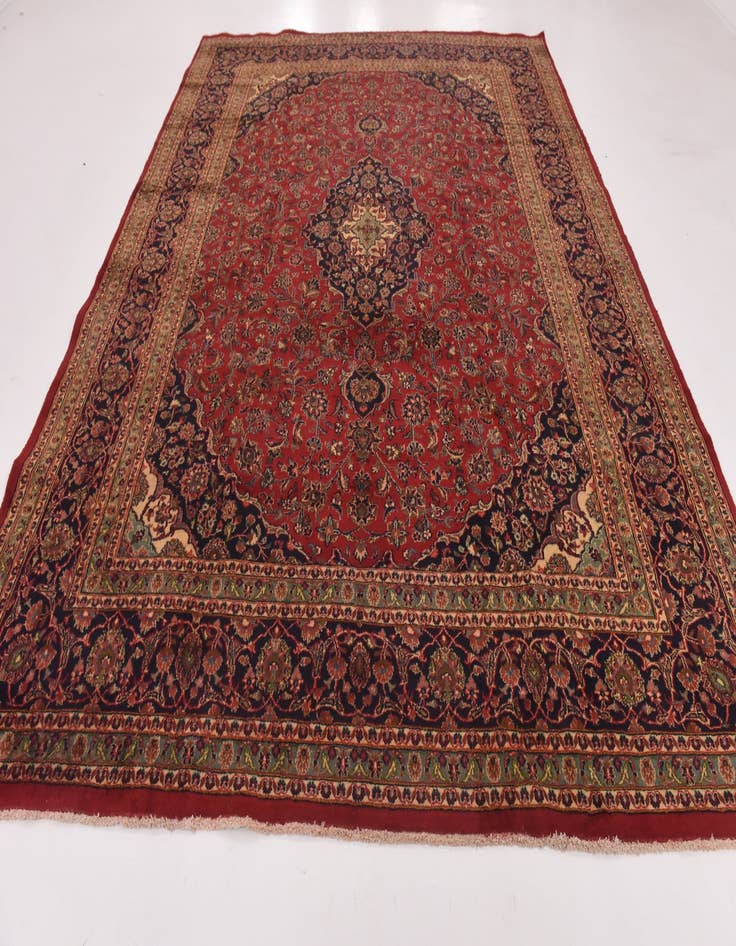 Detail image of  9' 8 x 12' 9  Hand Knotted Mashad Persian Wool Rug