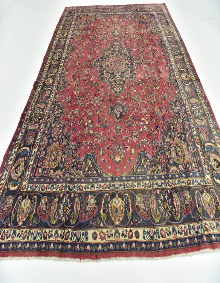 Detail image of  9' 6 x 12' 6  Hand Knotted Mashad Persian Wool Rug