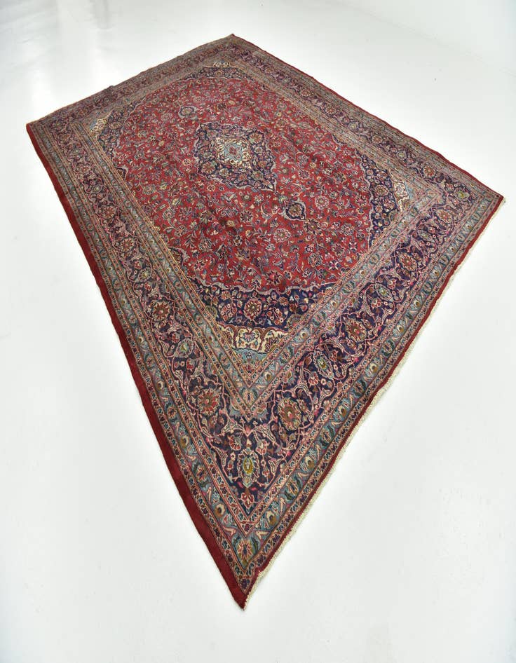 Detail image of  9' 6 x 12' 8  Hand Knotted Mashad Persian Wool Rug